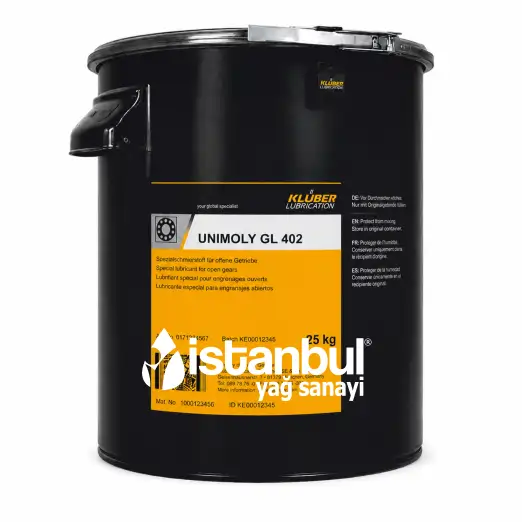 Klüber Unimoly GL 402 1 Klüber UNIMOLY GL 402 yüksek yüklü düşük hızlı rulmanlar ve kaymalı yataklar için MoS2 katkılı uzun ömürlü gres