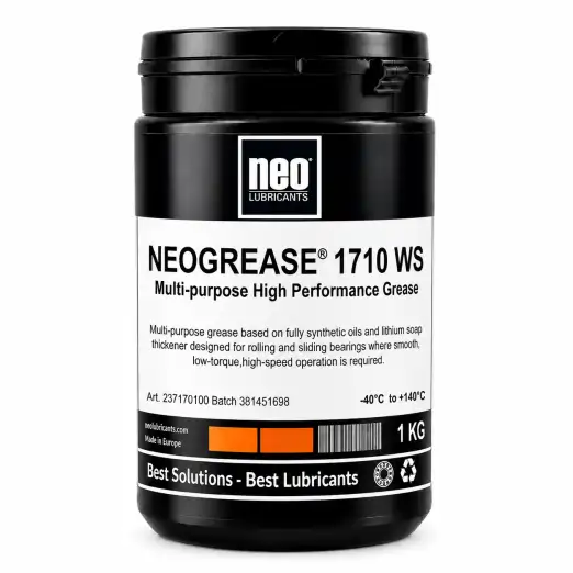 NEOGREASE® 1710 WS 1 NEOGREASE 1710 WS yüksek hızlı elektrik motorları, fan rulmanları ve lineer kızaklar için tam sentetik yüksek performans gresi