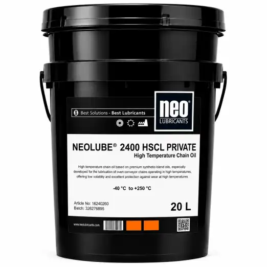 NEOLUBE® 2400 HSCL PRIVATE 1 NEOLUBE 2400 HSCL PRIVATE kurutma fırını ve tekstil ram zincirleri için düşük kalıntılı yüksek sıcaklık zincir yağı